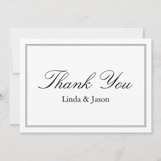 White Classic Script Wedding Dankeschön Karte (Vorderseite)