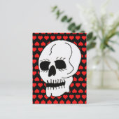 White Classic Skull Red Hearts Postkarte (Stehend Vorderseite)