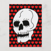 White Classic Skull Red Hearts Postkarte (Vorderseite)