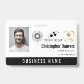 White Clean Add 3 Logos Office-Mitarbeiter Ausweis (Vorderseite)