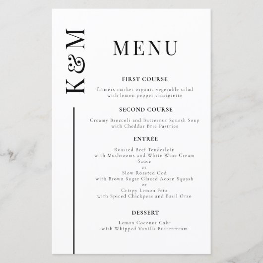White Clean Line Hochzeitmenü (Vorderseite)