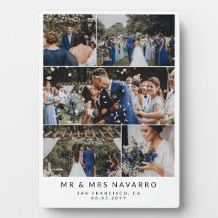 White Clean Mr & Mrs. Wedding Foto Collage Fotoplatte