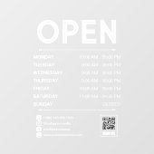 White Clean Practice Opening Stunden Qr Code Fensteraufkleber (Blatt)