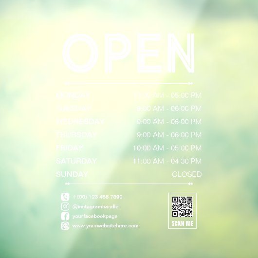 White Clean Practice Opening Stunden Qr Code Fensteraufkleber (Blatt 3)