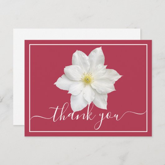White Clematis Blume Crimson Hintergrund Vielen Da Postkarte (Vorne/Hinten)