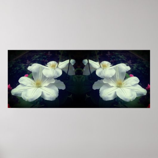 White Clematis Blume Mirror Abstrakt Poster (Vorne)