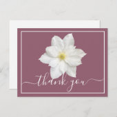 White Clematis Blume Plum Hintergrund Danke Postkarte (Vorne/Hinten)