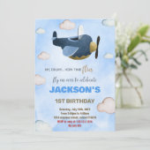 White Cloud Airplane Einladungen zum Geburtstag (Stehend Vorderseite)