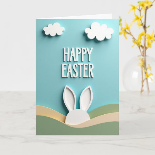 White Cloud Easter Scene Card Karte (Gelbe Blume)