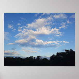 White Clouds Blue Sky Landscape Foto Poster
