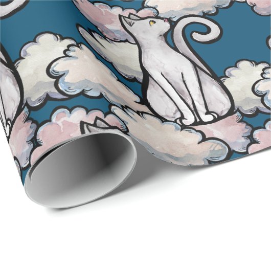 White Clouds cat in the cloudy day Geschenkpapier (Rolleneckpunkt)