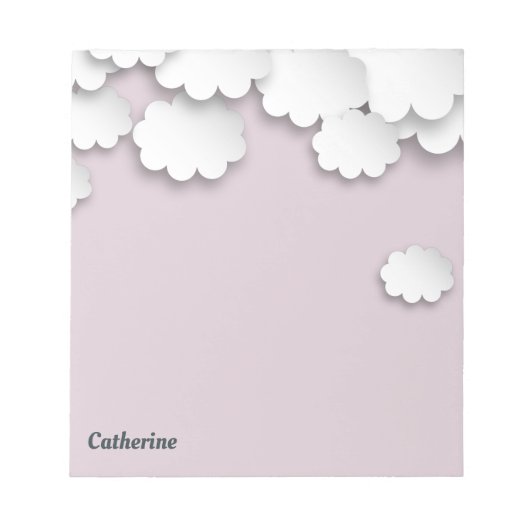White Clouds Pink Sky Dreamy 3D Papier Schneiden Notizblock (Vorderseite)