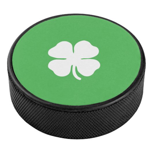 White Clover Leaf Hockey Puck (3/4)