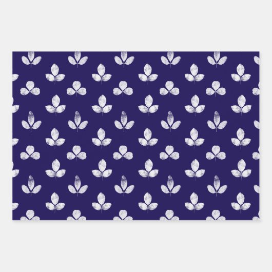 White Clover Navy Blue Geschenkpapier Set (Vorderseite)