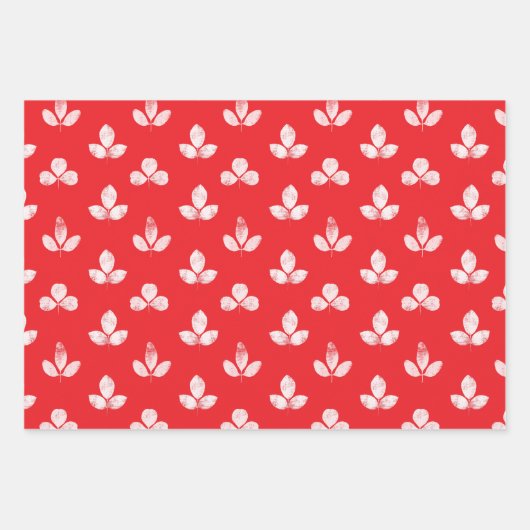 White Clover Vermillion Red Geschenkpapier Set (Vorderseite)