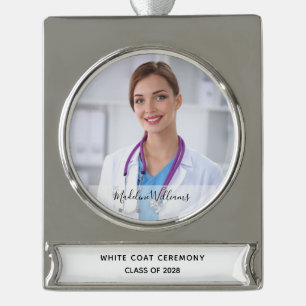 White Coat Cemony Medical Foto Banner-Ornament Silber