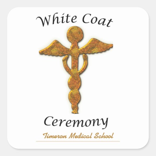 White Coat Ceremony Gold Medical, Square Gift Item Quadratischer Aufkleber (Vorderseite)
