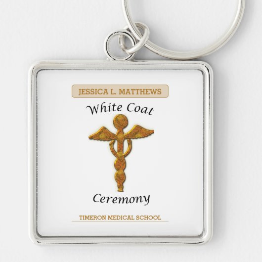 White Coat Ceremony Gold Medical, Square Gift Item Schlüsselanhänger (Vorne)