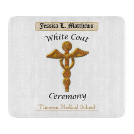 White Coat Ceremony Gold Medical, Square Gift Item Schneidebrett