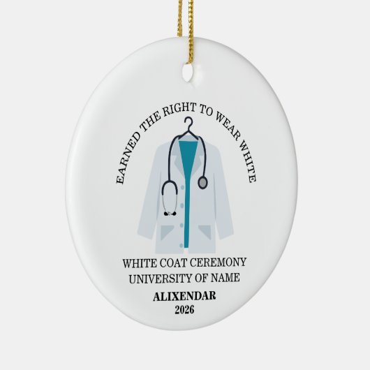 White Coat Ceremony Ornament, Doctor Graduation Keramik Ornament (Rechts)