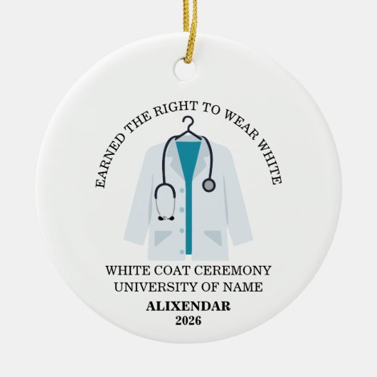White Coat Ceremony Ornament, Doctor Graduation Keramik Ornament (Vorne)