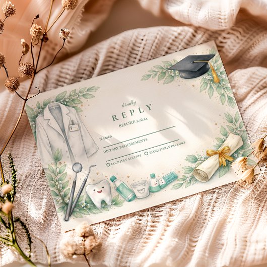 White Coat Dentist Graduation Celebration RSVP Karte