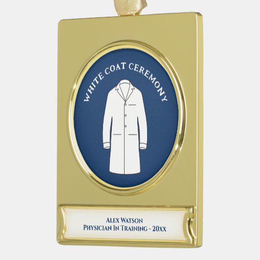 White Coat Medical Science Doktor Banner-Ornament Gold (Links)
