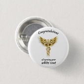 White Coat Zeremonie Gold Medical Button (Vorne & Hinten)