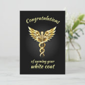 White Coat Zeremonie Gold Medical Einladung (Stehend Vorderseite)