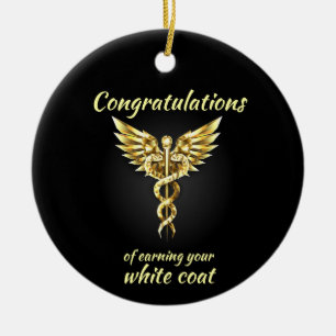 White Coat Zeremonie Gold Medical Keramik Ornament