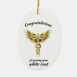 White Coat Zeremonie Gold Medical Keramik Ornament