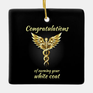 White Coat Zeremonie Gold Medical Keramikornament
