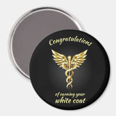 White Coat Zeremonie Gold Medical Magnet (Vorderseite/Rückseite)