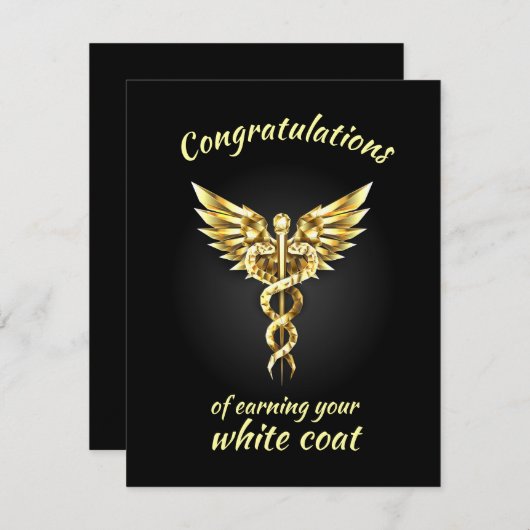 White Coat Zeremonie Gold Medical Mitteilungskarte (Vorne/Hinten)