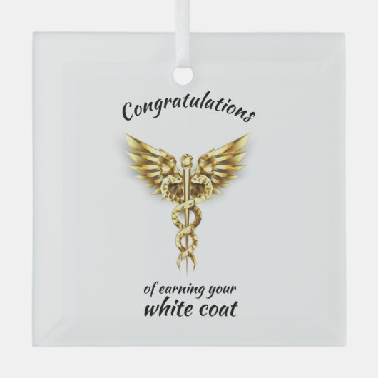White Coat Zeremonie Gold Medical Ornament Aus Glas (Vorderseite)