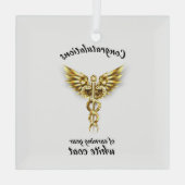 White Coat Zeremonie Gold Medical Ornament Aus Glas (Rückseite)