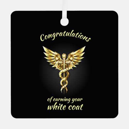White Coat Zeremonie Gold Medical Ornament Aus Metall (Vorderseite)