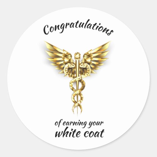 White Coat Zeremonie Gold Medical Runder Aufkleber (Vorderseite)