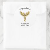 White Coat Zeremonie Gold Medical Runder Aufkleber (Tasche)