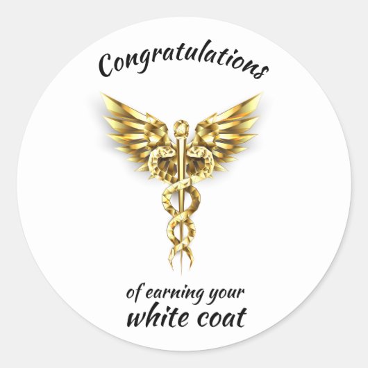 White Coat Zeremonie Gold Medical Runder Aufkleber (Vorderseite)