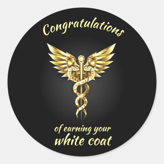 White Coat Zeremonie Gold Medical Runder Aufkleber (Vorderseite)