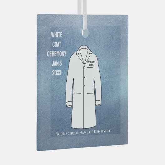White Coat Zeremonie Keepake Dentist Glass Ornamen Ornament Aus Glas (Vorderseite Rechts)