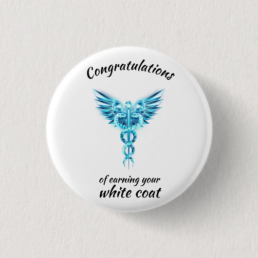 White Coat Zeremonie Kristall Medical Button (Vorderseite)