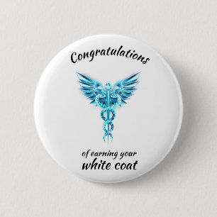 White Coat Zeremonie Kristall Medical Button