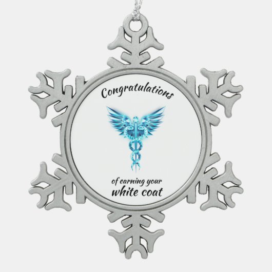 White Coat Zeremonie Kristall Medical Schneeflocken Zinn-Ornament (Vorderseite)