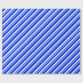 White Cobalt Blue Candy Cane Stripe Holiday Geschenkpapier (Flach)
