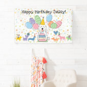White Cockapoo Cavapoo Dog Geburtstagsparty Banner (Insitu)