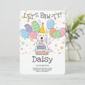 White Cockapoo Cavapoo Dog Geburtstagsparty Einladung (Stehend Vorderseite)