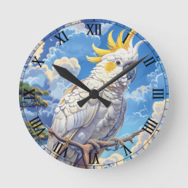 White cockatoo runde wanduhr
