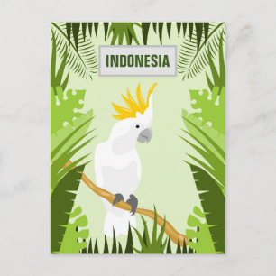 White Cockatoon Indonesia Vintage Travel Poster Postkarte